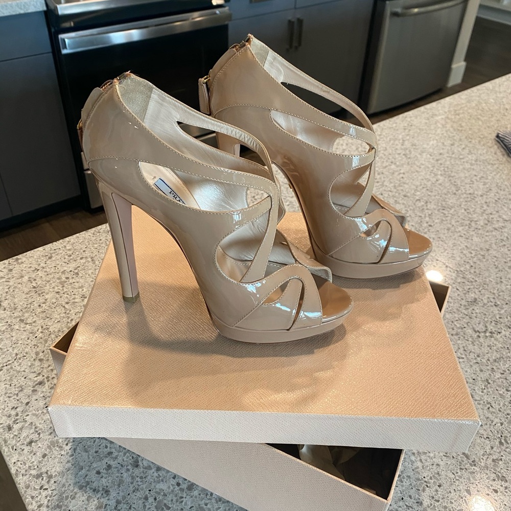 Brand new, never worn! Nude patent leather Prada heels- super sexy! 39.5